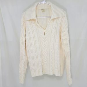 St. John's Bay Cable Knit Cream White Sweater XL